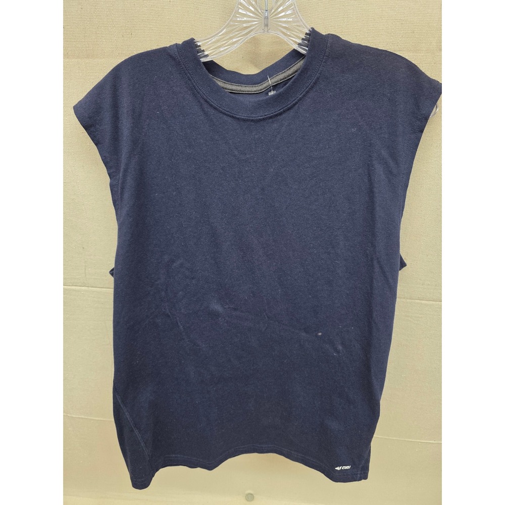 Athletech Mens Navy Blue‎ Sleeveless Muscle Tee Shirt Cotton Blend Large L 1617